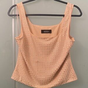 AKIRA Beige Studded Camisole Top